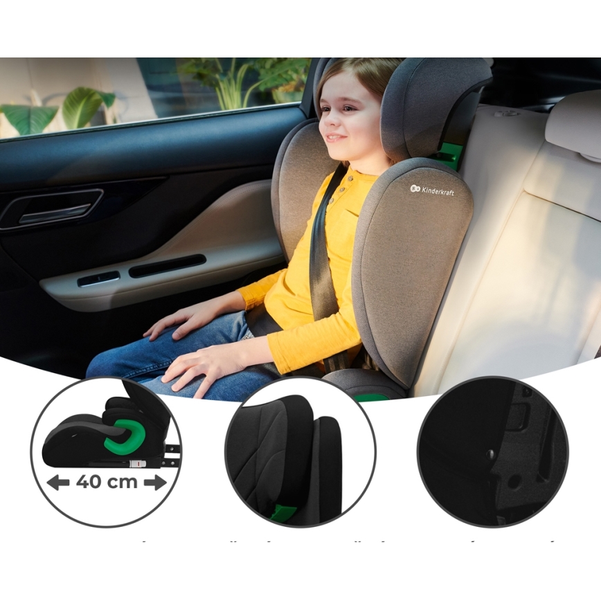 KINDERKRAFT - Seggiolino auto JUNIOR FIX 2 (100-150 cm) Graphite nero