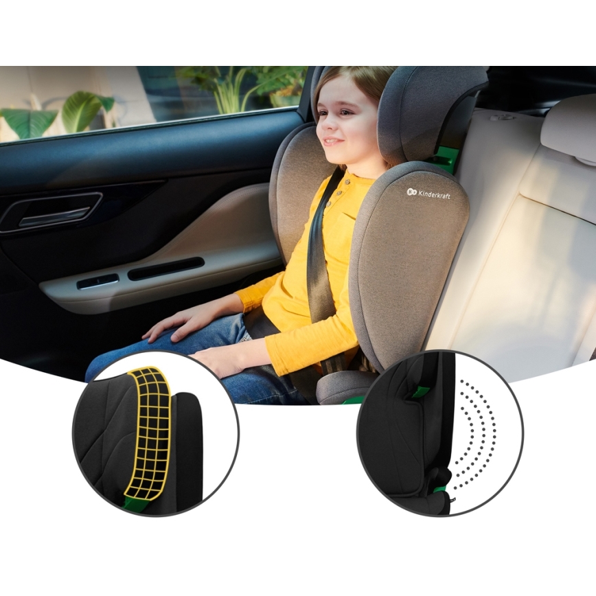 KINDERKRAFT - Seggiolino auto JUNIOR FIX 2 (100-150 cm) Graphite nero
