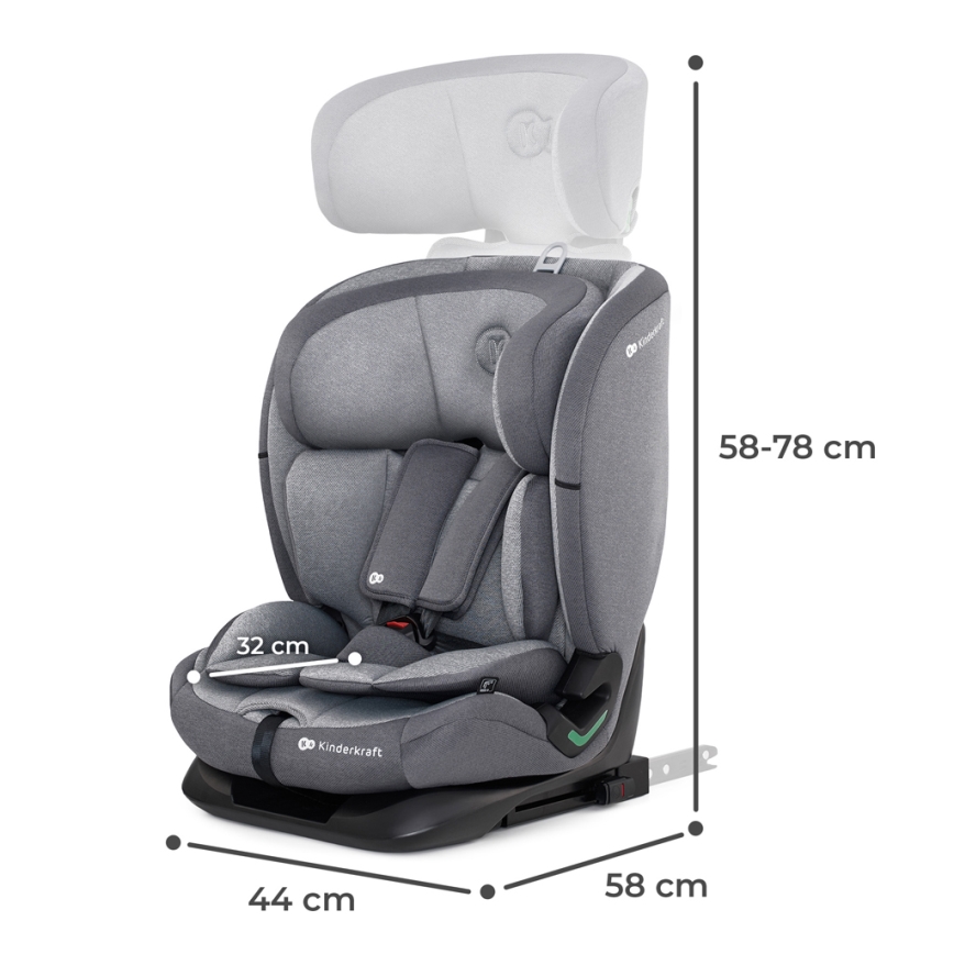 KINDERKRAFT - Seggiolino auto ONETO 3 i-Dimensioni (76-150 cm) + Isofix Cool grigio