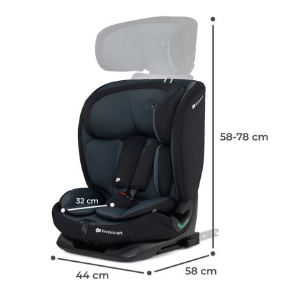 KINDERKRAFT - Seggiolino auto ONETO 3 i-Dimensioni (76-150 cm) + Isofix Graphite nero