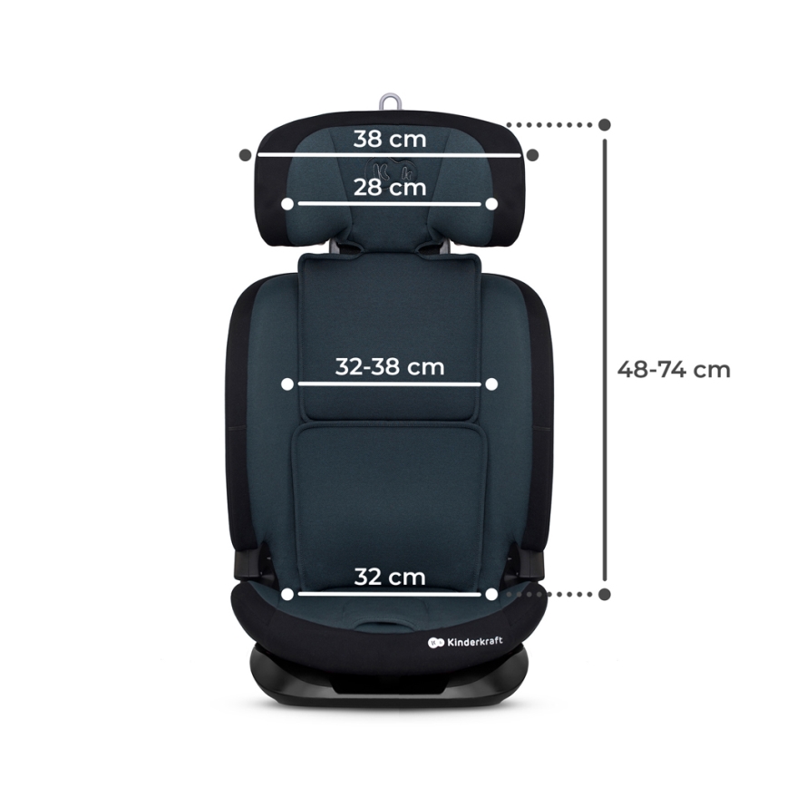 KINDERKRAFT - Seggiolino auto ONETO 3 i-Dimensioni (76-150 cm) + Isofix Graphite nero