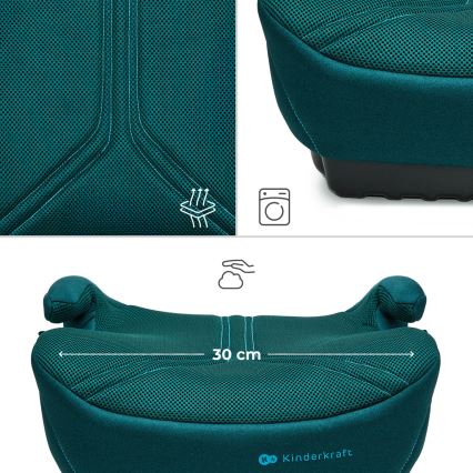 KINDERKRAFT - Seggiolino rialzo per auto I-BOOST 2 PRO i-Size 125–150 cm, turchese