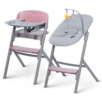 KINDERKRAFT SELECT - 3-in-1 Kinderhochstuhl LIVY Premium Aster pink + Babywippe CALMEE
