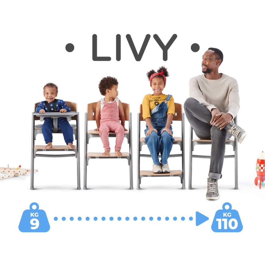 KINDERKRAFT SELECT - Esstischstuhl für Kinder 3in1 LIVY Premium Eiche