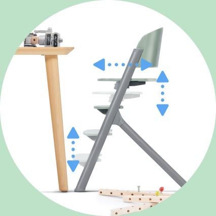 KINDERKRAFT SELECT - Esstischstuhl für Kinder 3in1 LIVY Premium Olive grün + Liege CALMEE