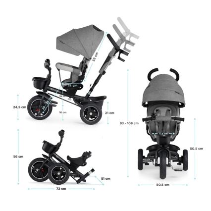KINDERKRAFT – Kinder-Dreirad 5in1 SPINSTEP grau
