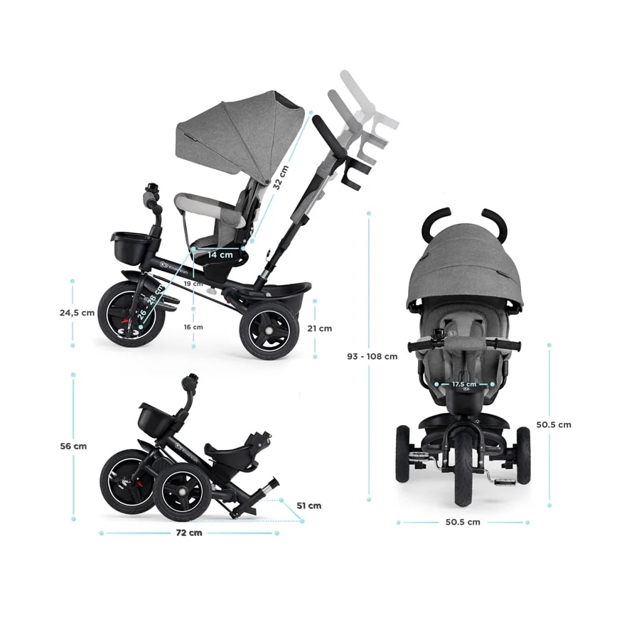KINDERKRAFT – Kinder-Dreirad 5in1 SPINSTEP grau