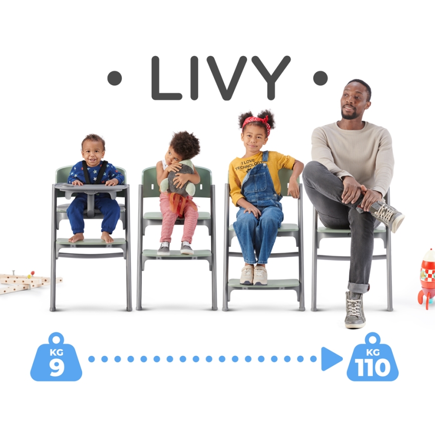 KINDERKRAFT SELECT - Kinderhochstuhl 3in1 LIVY Premium Olivgrün