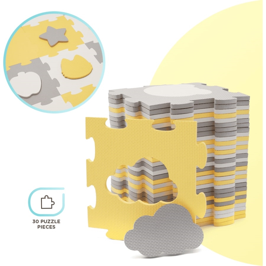 KINDERKRAFT - Puzzle in schiuma LUNO 30 pezzi grigio/giallo