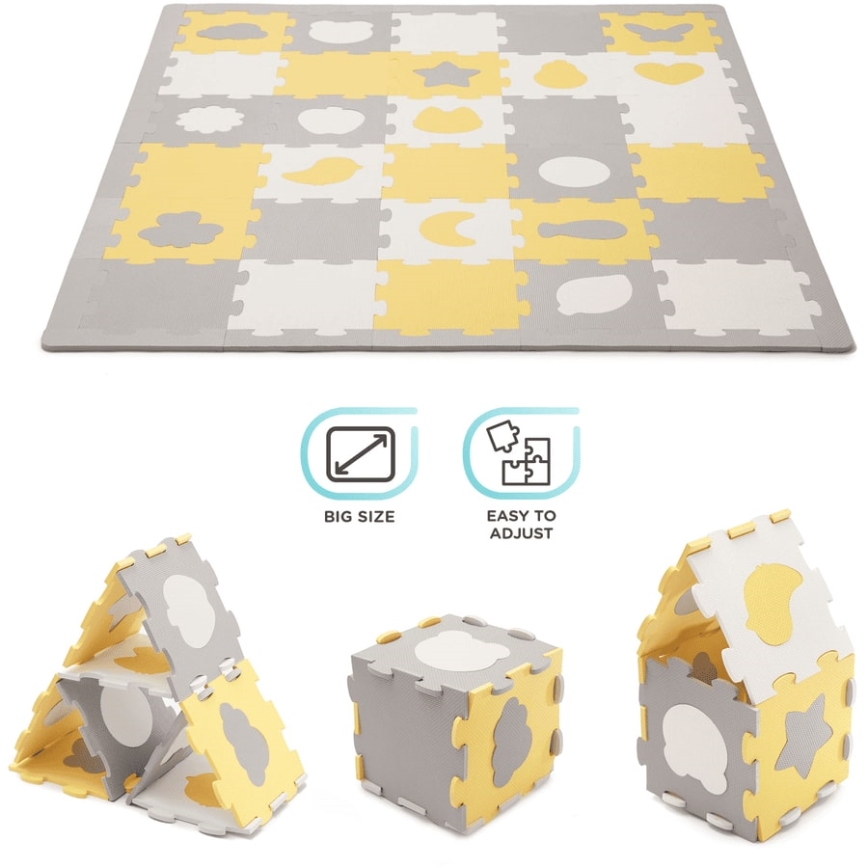 KINDERKRAFT - Puzzle in schiuma LUNO 30 pezzi grigio/giallo