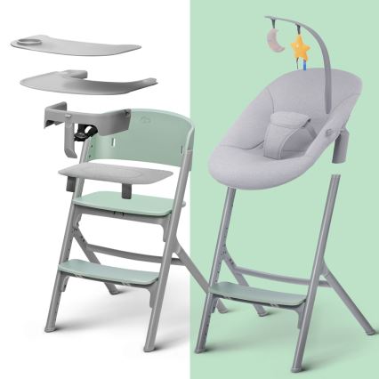 KINDERKRAFT SELECT - Sedia da pranzo per bambini 3in1 LIVY Premium Aster rosa + lettino CALMEE
