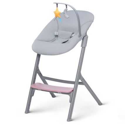 KINDERKRAFT SELECT - Sedia da pranzo per bambini 3in1 LIVY Premium Aster rosa + lettino CALMEE