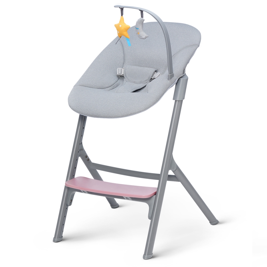 KINDERKRAFT SELECT - Sedia da pranzo per bambini 3in1 LIVY Premium Aster rosa + lettino CALMEE