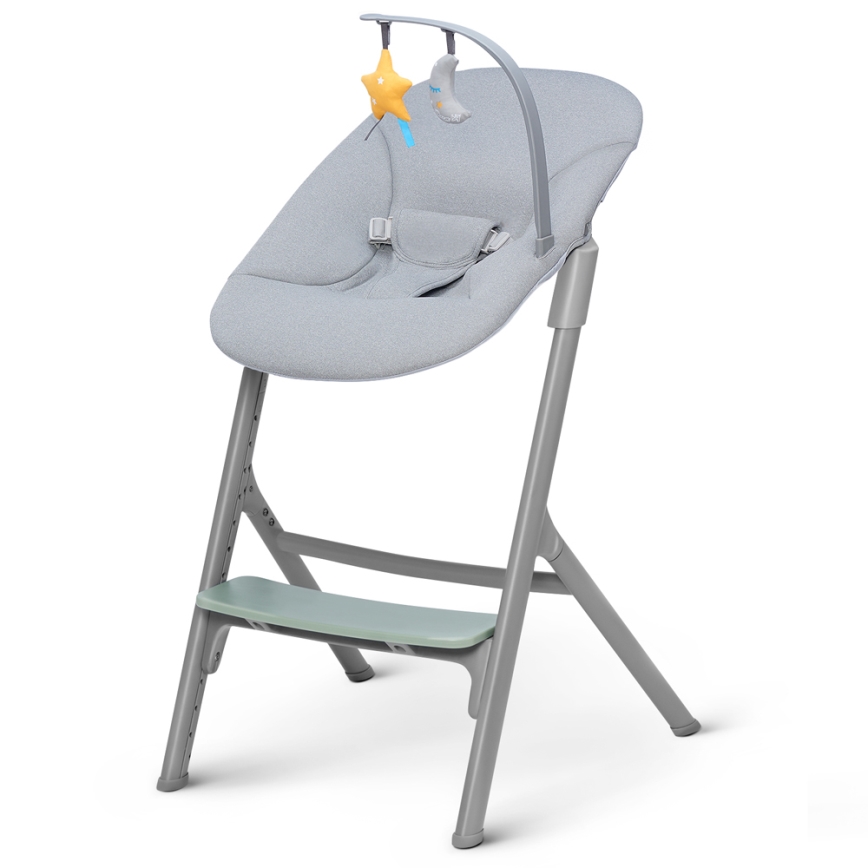 KINDERKRAFT SELECT - Sedia da pranzo per bambini 3in1 LIVY Premium Olive verde + lettino CALMEE