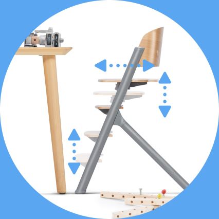 KINDERKRAFT SELECT - Seggiolone da tavola 3 in 1 LIVY Premium rovere + sdraietta CALMEE