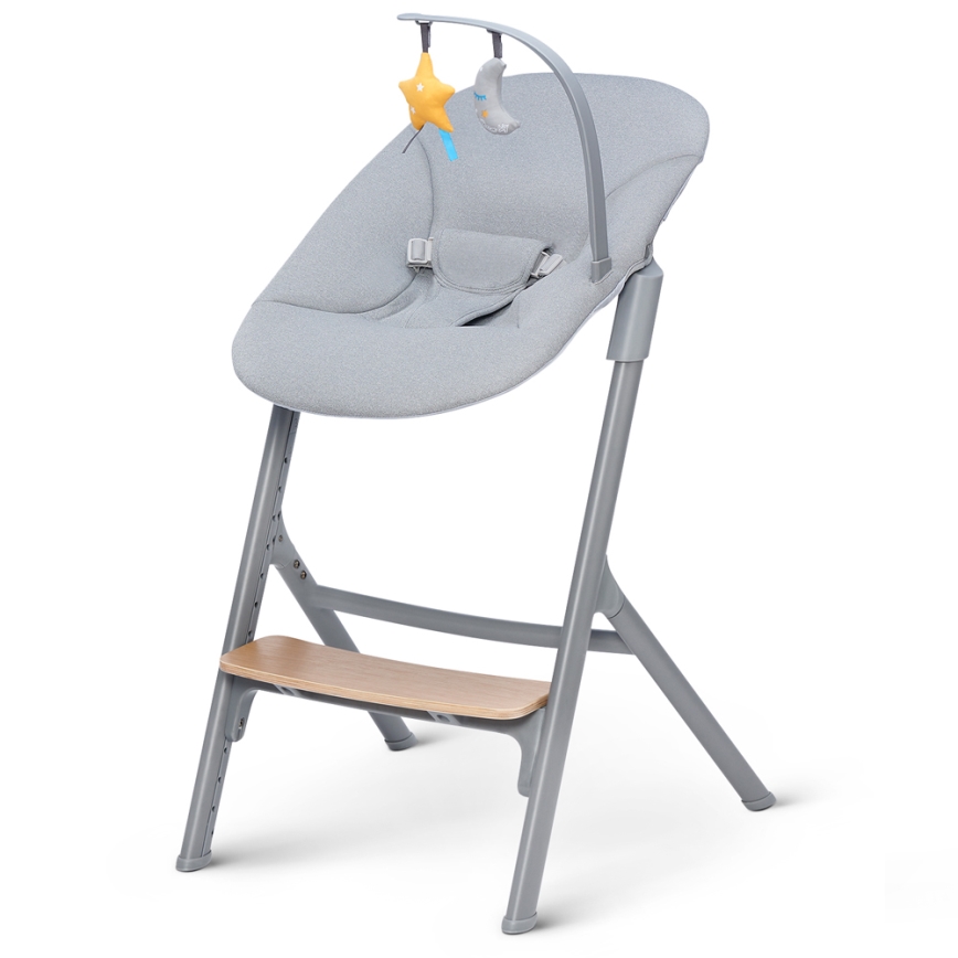 KINDERKRAFT SELECT - Seggiolone da tavola 3 in 1 LIVY Premium rovere + sdraietta CALMEE