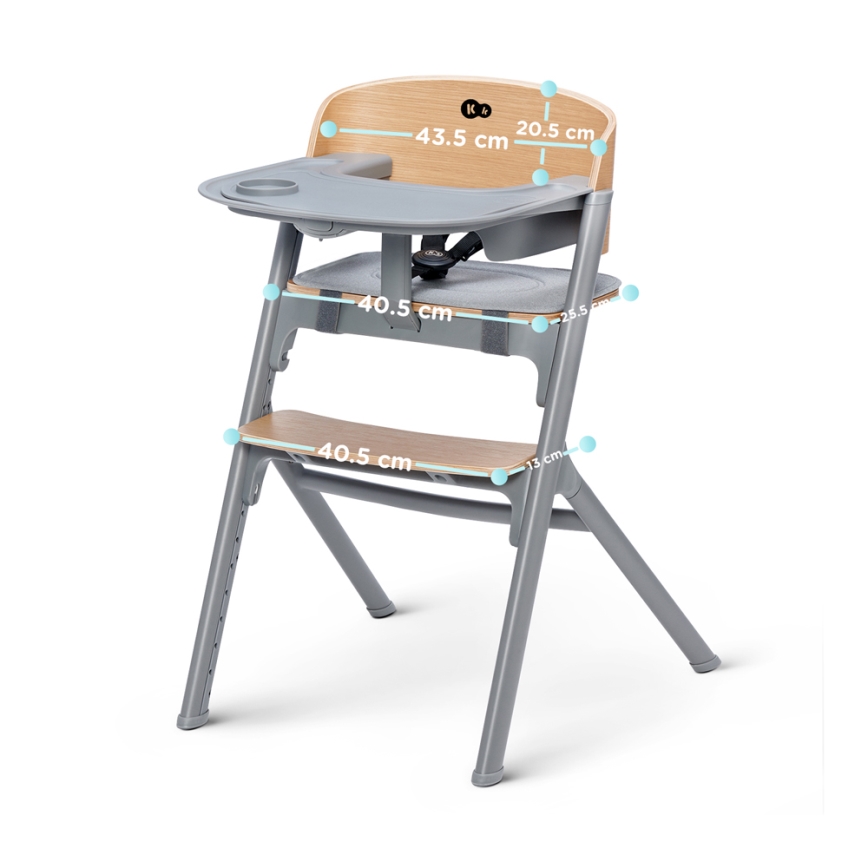 KINDERKRAFT SELECT - Seggiolone da tavola 3 in 1 LIVY Premium rovere + sdraietta CALMEE