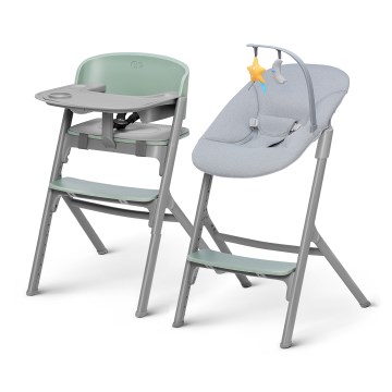 KINDERKRAFT SELECT - Seggiolone da pappa per bambini 3 in 1 LIVY Premium Olive green + sdraietta CALMEE
