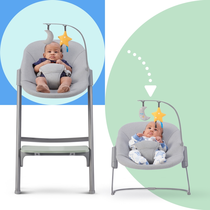KINDERKRAFT SELECT - Seggiolone da pappa 3 in 1 LIVY Premium Aster pink + sdraietta CALMEE