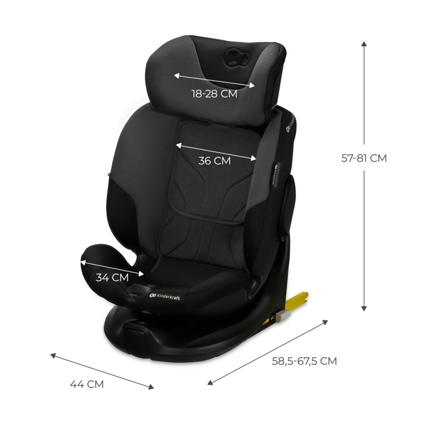 KINDERKRAFT SELECT - Siège auto avec base pivotante I-FIX (40-150 cm) Noir graphite