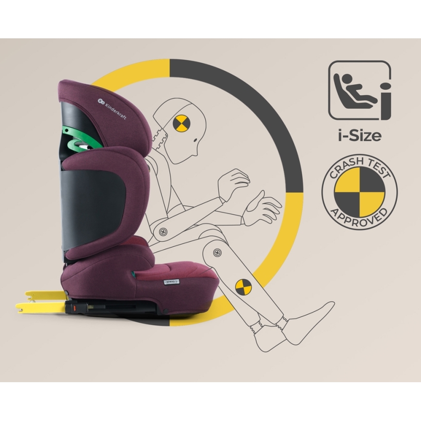 KINDERKRAFT SELECT - Siège auto XPAND 2 i-Taille (100-150 cm) Premium Cherry pearl