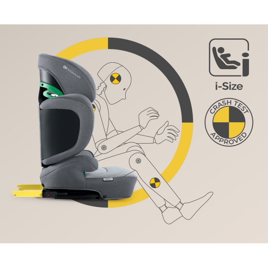 KINDERKRAFT SELECT - Siège auto XPAND 2 i-Taille (100-150 cm) Premium Fusée gris