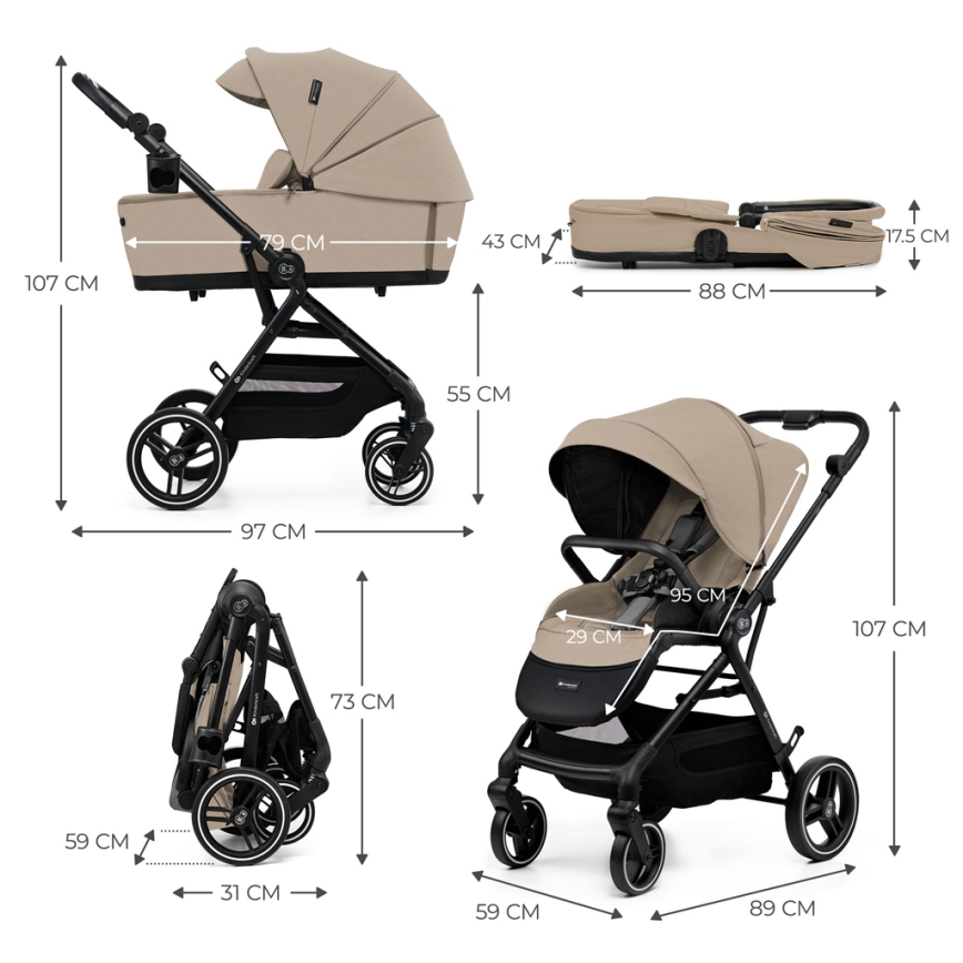 KINDERKRAFT SELECT - Passeggino combinato 2 in 1 YOXI Beige sabbia