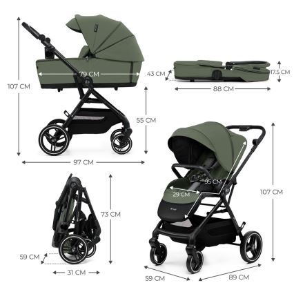 KINDERKRAFT SELECT - Passeggino sportivo 2 in 1 YOXI Verde mistico