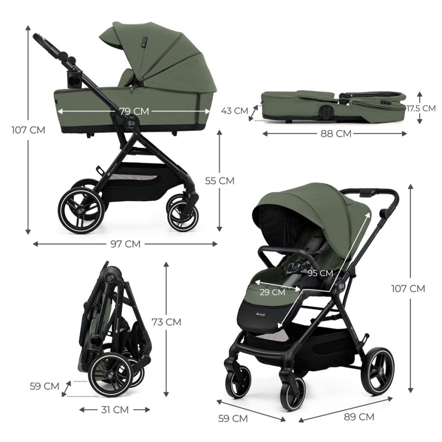 KINDERKRAFT SELECT - Passeggino sportivo 2 in 1 YOXI Verde mistico