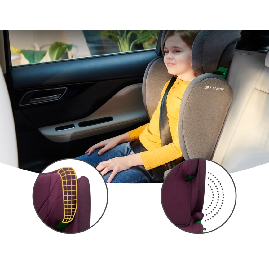 KINDERKRAFT - Siège auto JUNIOR FIX 2 (100-150 cm) Cherry pearl
