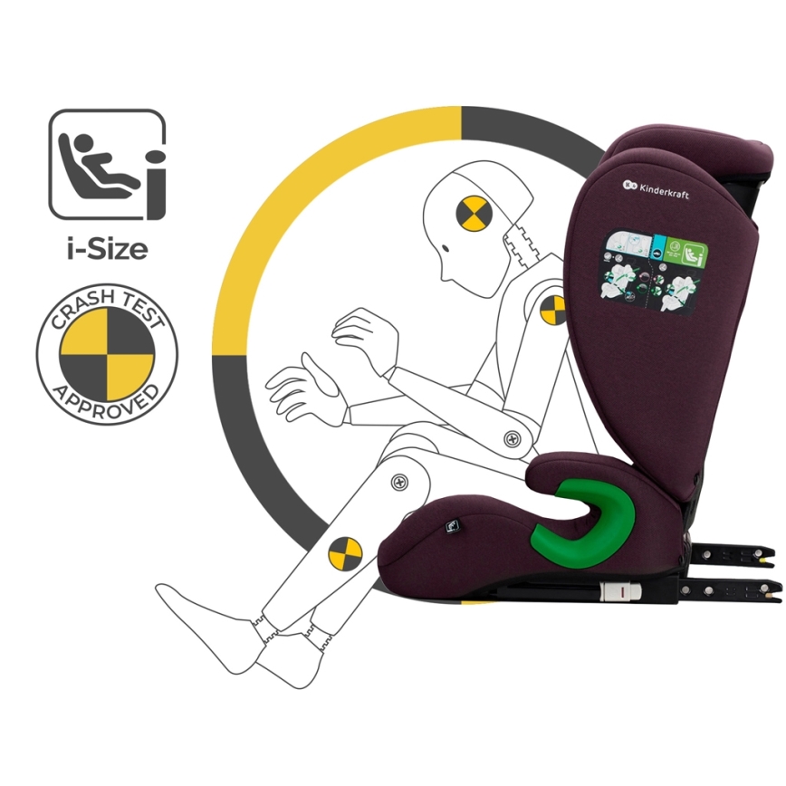 KINDERKRAFT - Siège auto JUNIOR FIX 2 (100-150 cm) Cherry pearl