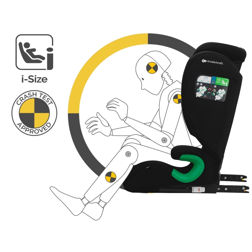 KINDERKRAFT - Siège auto JUNIOR FIX 2 (100-150 cm) Graphite noir