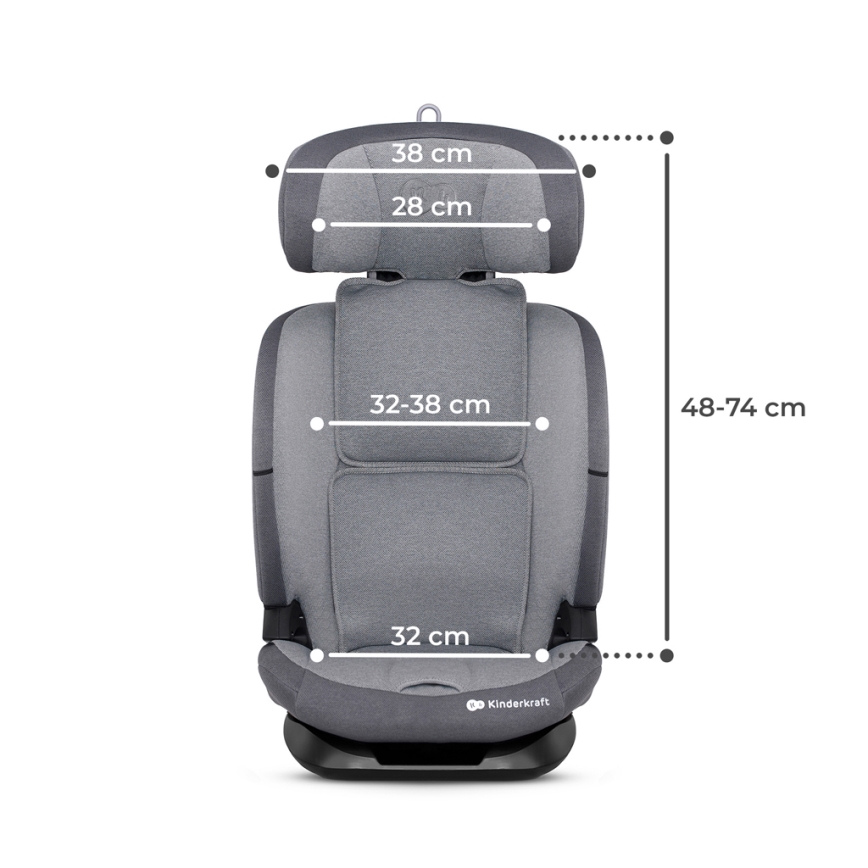 KINDERKRAFT - Siège auto ONETO 3 i-Taille (76-150 cm) + Isofix Cool gris