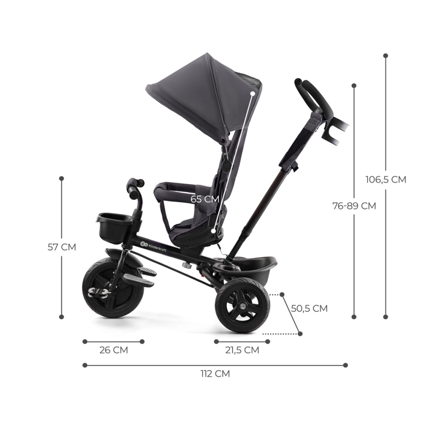 KINDERKRAFT - Tricycle enfant AVEO gris