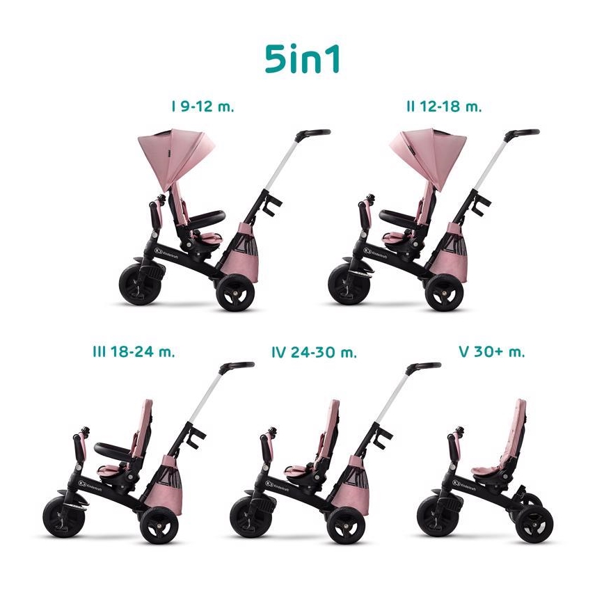 KINDERKRAFT - Tricycle pour enfants 5v1 EASYTWIST rose/noir