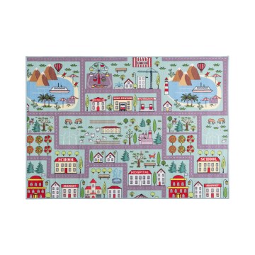 Kinderteppich STELLA STREETS 100x150 cm türkis/Stadt