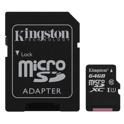 Kingston - MicroSDXC 64GB Canvas Select Plus U1 100MB/s + adattatore SD