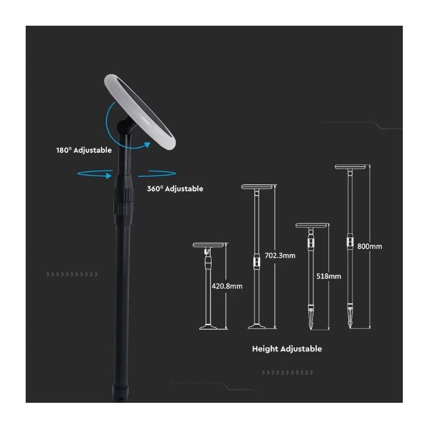 KIT 2x LED Lampe solaire réglable GARDEN LED/3W/5V 42-80 cm 4000K IP65