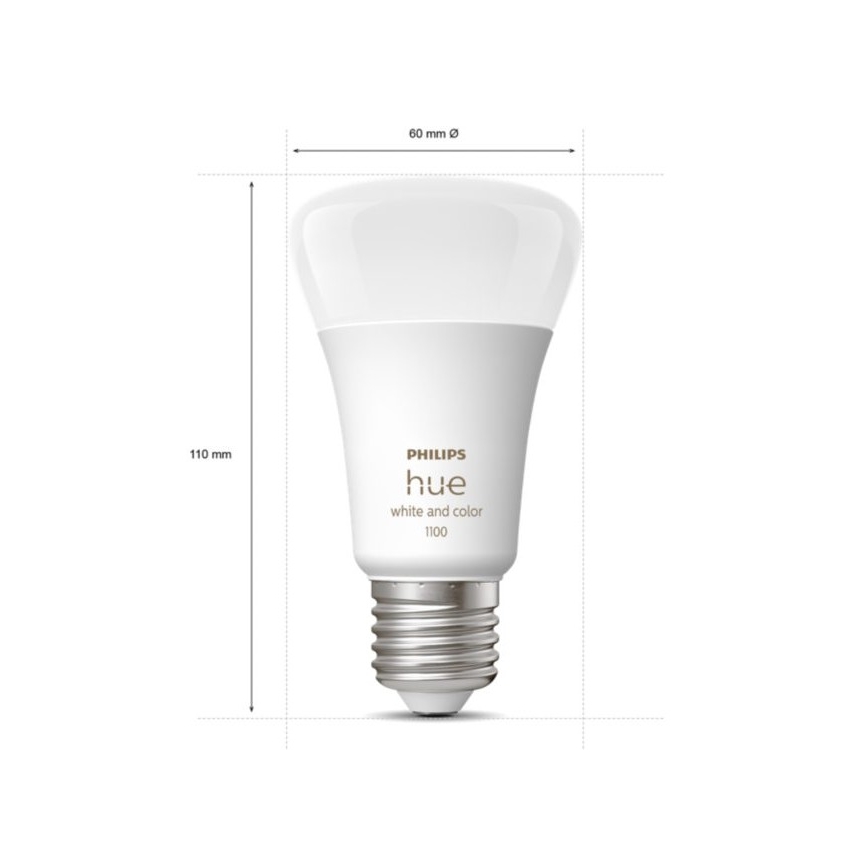 Kit base Philips Hue WHITE AND COLOR AMBIANCE 3xE27/9W 2000-6500K + Hue Bridge e interruttore dimmer