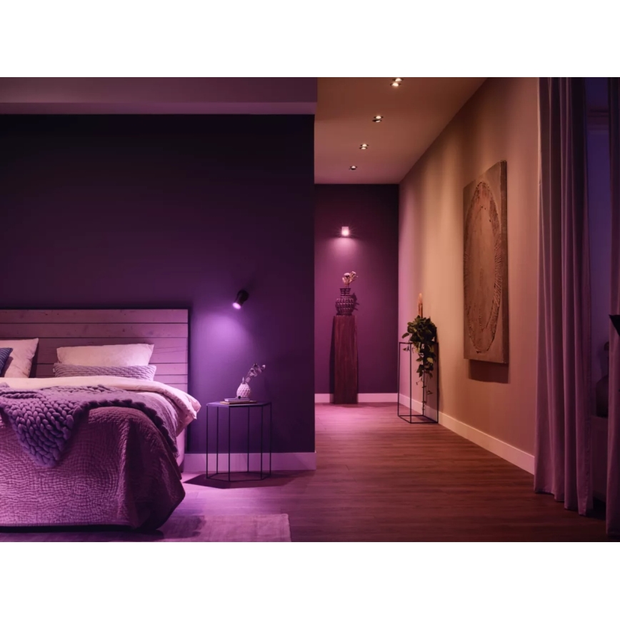Set base Philips Hue WHITE AND COLOR AMBIANCE 3xGU10/4,2W 2000-6500K + dispositivo di collegamento
