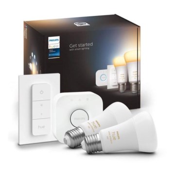 Kit base Philips Hue WHITE AMBIANCE 2xE27/8W/230V + Hue Bridge e interruttore dimmer