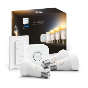 Kit base Philips Hue White Ambiance 3xE27/11W 2200-6500K + Hue Bridge e interruttore dimmer