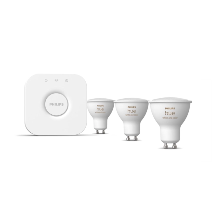 Kit de base Philips Hue WHITE AND COLOR AMBIANCE 3xGU10/5,7W/230V 2000-6500K + dispositif d'interconnexion