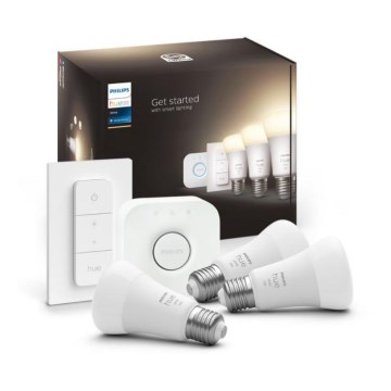 Kit de démarrage Philips Hue WHITE 3xE27/9,5W 2700K + pont Hue et télécommande variateur