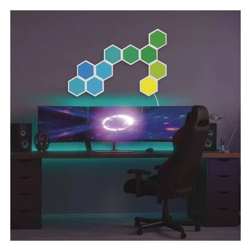 Pack de 3 panneaux LED RGBIC+CCT dimmables - module d'extension LED/1,8W/230V Wi-Fi Tuya