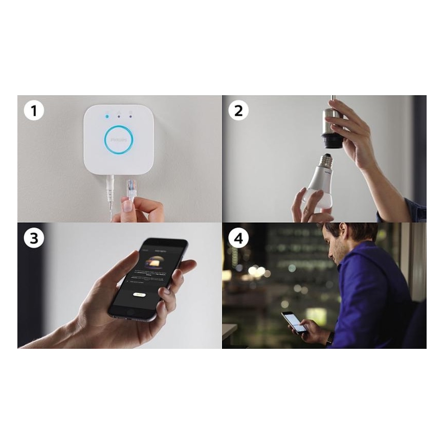 Kit di avviamento Philips Hue STARTER KIT WHITE 3xE27/9W 2700K + Hue Bridge e Dimmer Switch