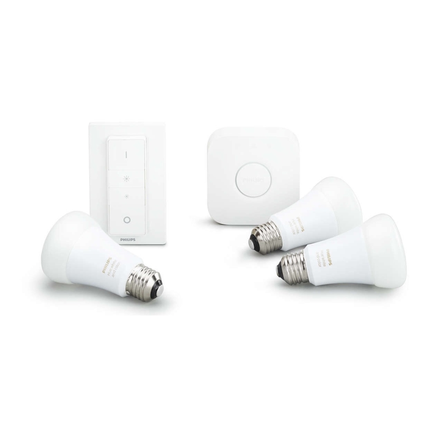 Kit di avviamento Philips Hue STARTER KIT WHITE 3xE27/9W 2700K + Hue Bridge e Dimmer Switch