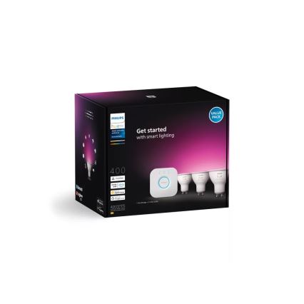 Kit base Philips Hue WHITE AND COLOR AMBIANCE 3xGU10/4,2W/230V 2200-6500K + Hue bridge