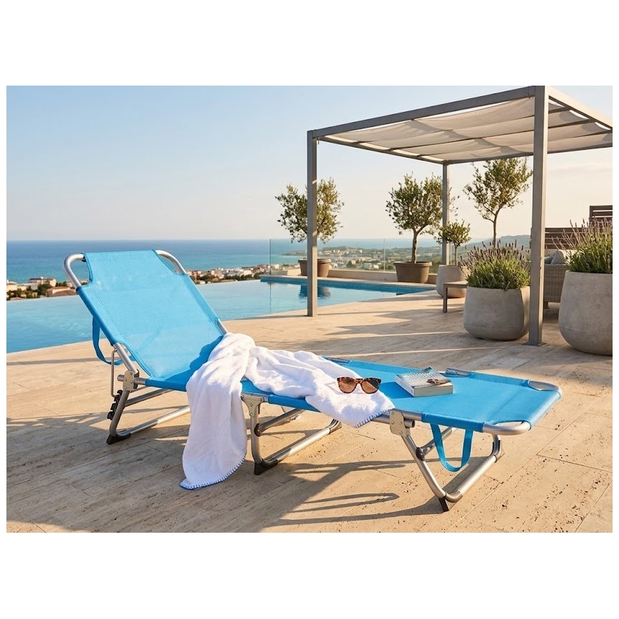 Klappbare, verstellbare Sonnenliege SUNO 56 x 190 cm, blau