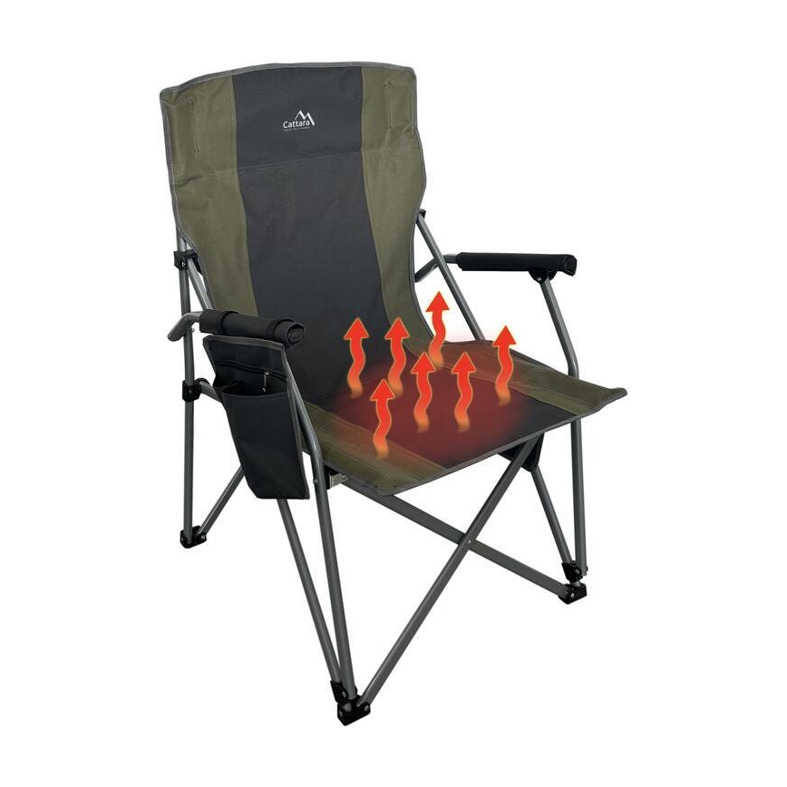 Klappbarer Campingstuhl mit Heizfunktion 11/5V, grün/grau